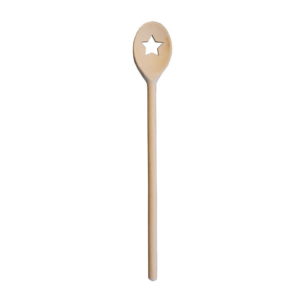 10er SET METALTEX 570320000 Kochlöffel oval 30 cm aus Buchenholz, Motiv Stern / Backzubehör / Kochzubehör