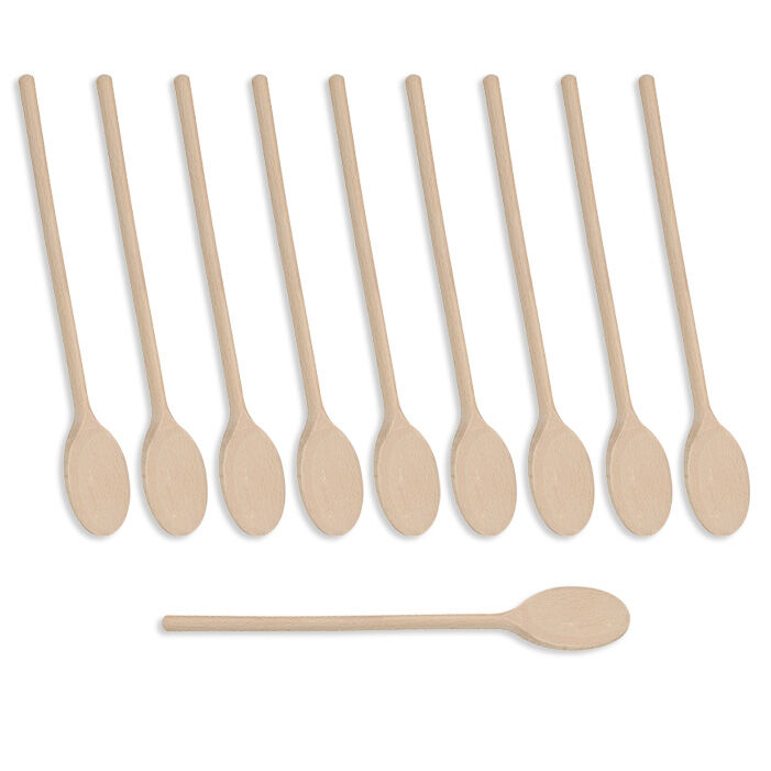 10er SET METALTEX 570525 Kochlöffel aus Buchenholz, oval, 25 cm