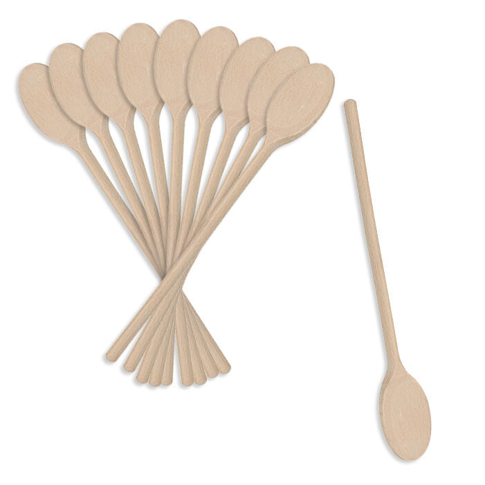 10er SET METALTEX 570525 Kochlöffel aus Buchenholz, oval, 25 cm