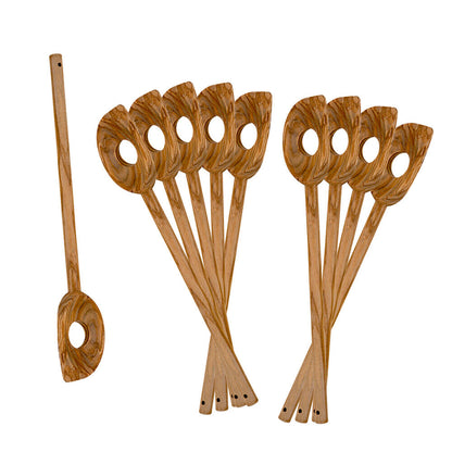 10er SET METALTEX 580606010 Kochlöffel mit Loch 30 cm aus Olivenholz
