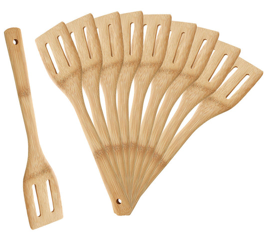 10er SET METALTEX -Bamboo Line- Wender geschlitzt aus Bambusholz / Pfannenwender / Holzbesteck / Bambus
