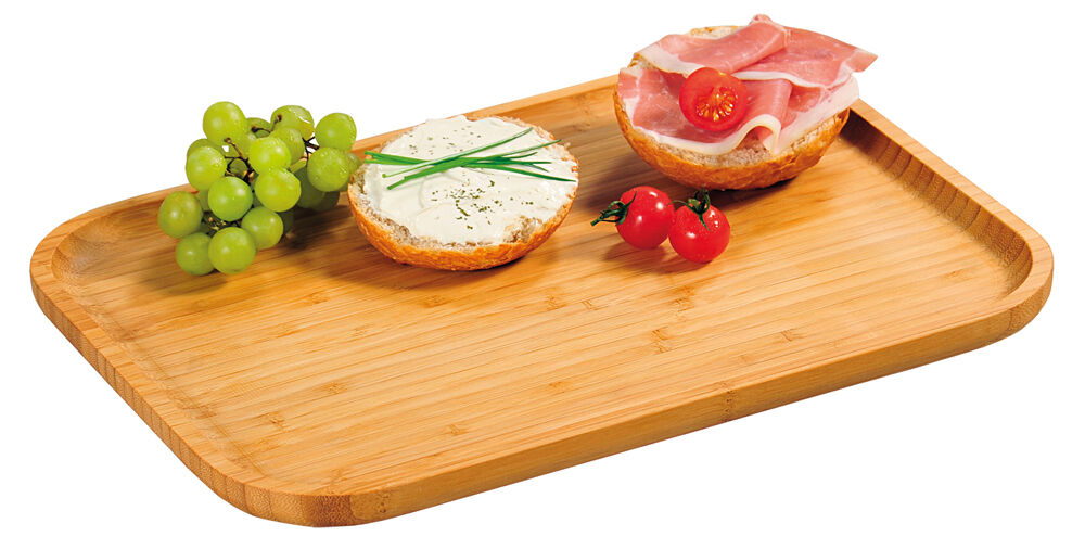 KESPER Servierbrett aus Bambus mit hochgezogenem Rand / Vesperbrett / Brotzeitbrett