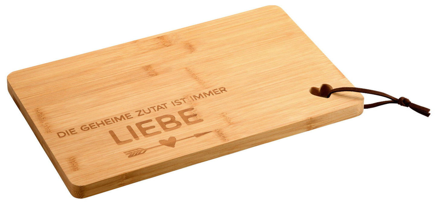 KESPER 58390 Schneidebrett mit Herz, Motiv Liebe, 31,5 x 20,5 cm aus Bambus / Servierbrett