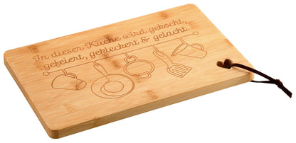 KESPER 58391 Schneidebrett mit Herz, Motiv Küche, 31,5 x 20,5 cm aus Bambus / Servierbrett