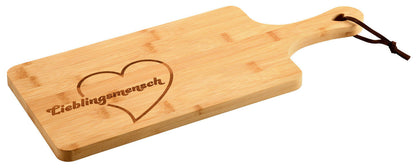 KESPER 58392 Schneidebrett mit Herz, Motiv Lieblingsmensch, 42 x 17 cm aus Bambus / Servierbrett