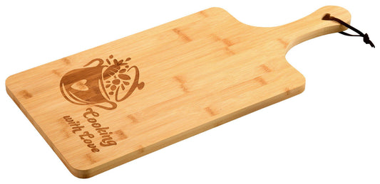 KESPER 58395 Schneidebrett mit Herz, Motiv Cooking with love, 55 x 25 cm aus Bambus / Servierbrett