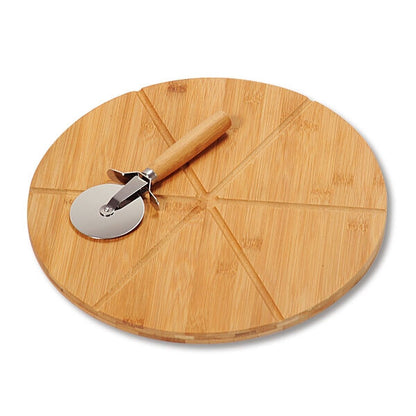 KESPER 58465 Pizzateller 2er Set, 32 cm aus Bambus, mit extra Pizzaschneider / Holzteller