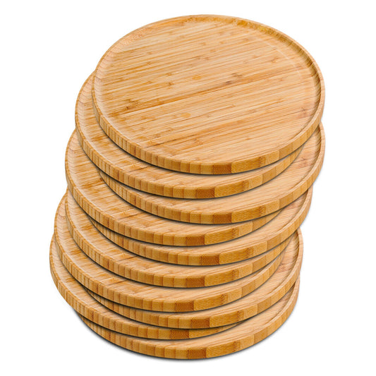 10er SET KESPER 58463 Pizzateller 32 cm aus FSC-zertifiziertem Bambus / Holzteller / Pizzaunterlage / Pizza-Holzteller / Holzgeschirr