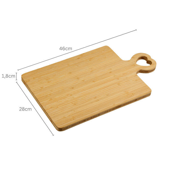 KESPER 58496 Schneidebrett mit Herzgriff, Bambus FSC, 46 x 28 x 1,8 cm
