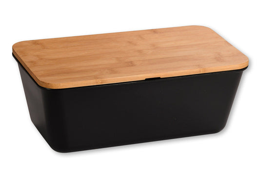KESPER 58498 Brotbox mit Schneidebrett, schwarz matt / Brotaufbewahrung