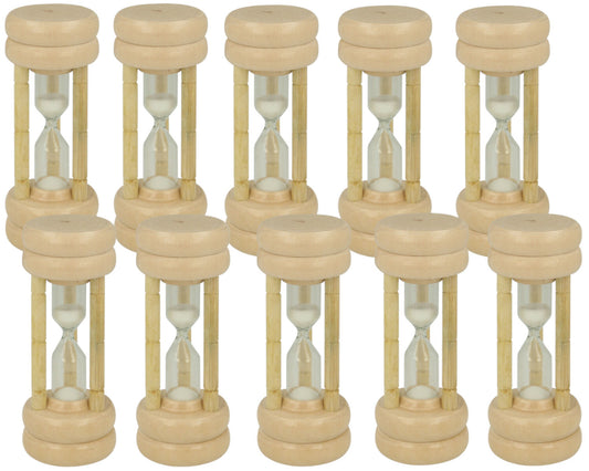 10er SET METALTEX 585503010 Sanduhr für 3 Minuten, Gummibaum/Glas