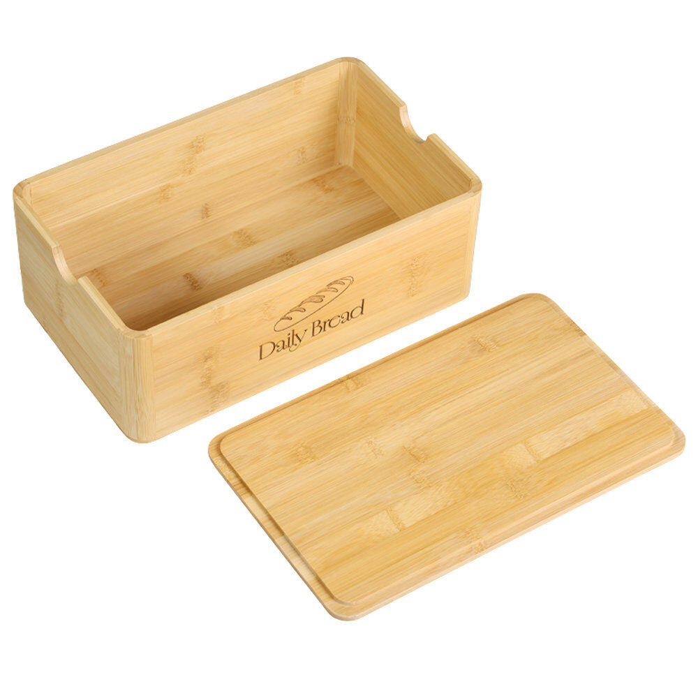 KESPER 58583 Brotkasten, Bambus, FSC, 33 x 20 x 12,7 cm / Brotbox mit Deckel / intergriertes Schneidebrett