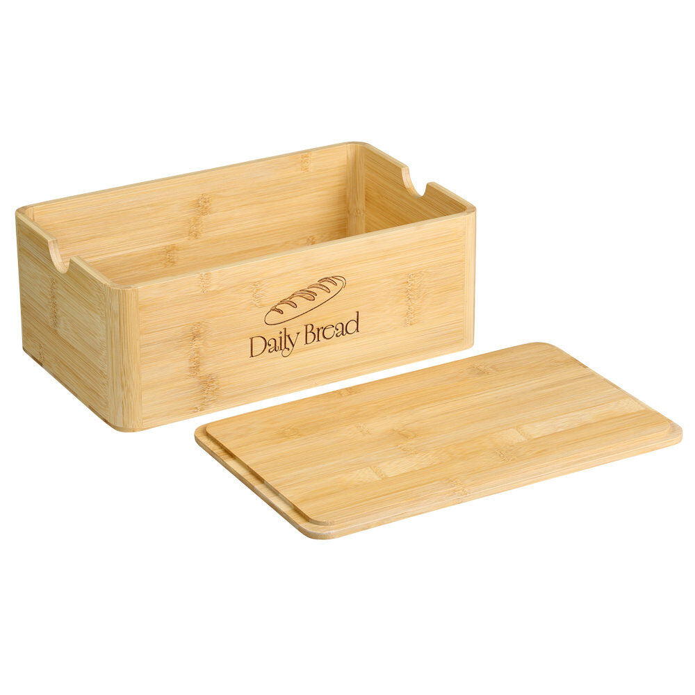 KESPER 58583 Brotkasten, Bambus, FSC, 33 x 20 x 12,7 cm / Brotbox mit Deckel / intergriertes Schneidebrett