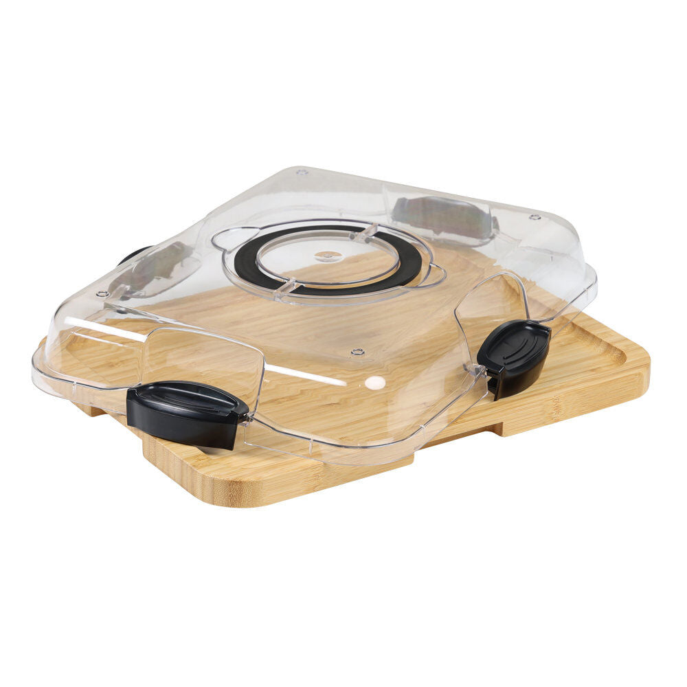 KESPER 58630 Serviertablett, mit Deckel, Bambus FSC, 36 x 28 x 7 cm
