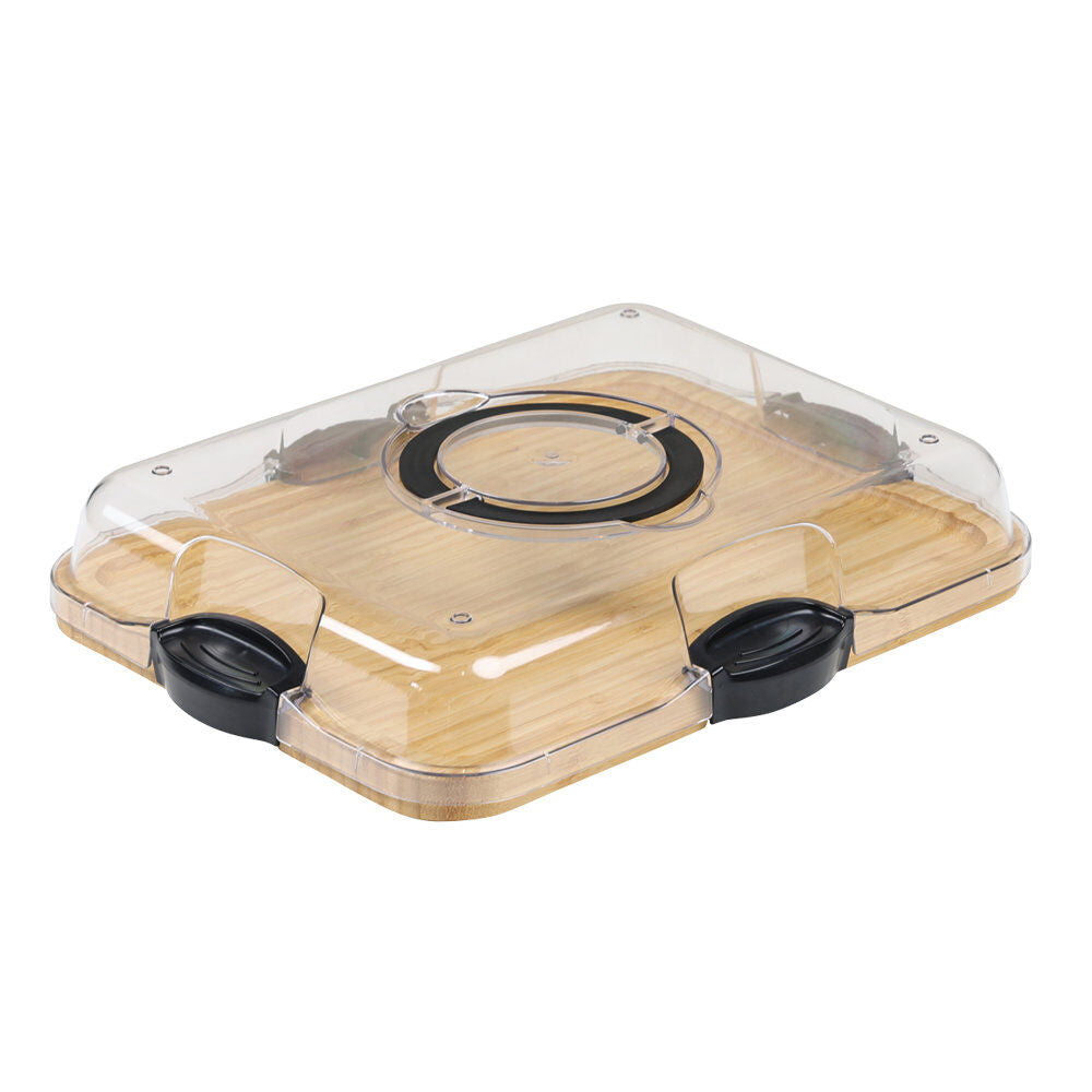 KESPER 58630 Serviertablett, mit Deckel, Bambus FSC, 36 x 28 x 7 cm