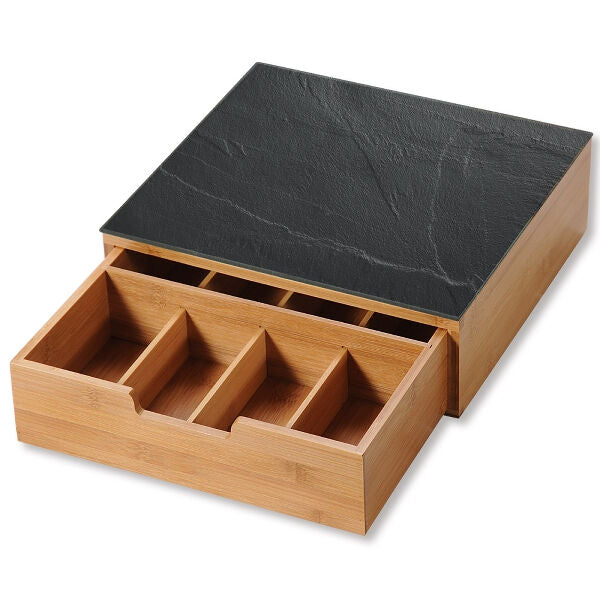 KESPER 58951 Box mit Schublade und 8 Fächern / Kaffeekapsel-Box / Teebox / Teebeutel Box