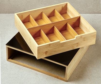 KESPER 58953 Box mit Schublade und 8 Fächern / Kaffeekapsel-Box / Teebox / Teebeutel Box