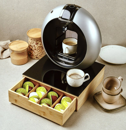 KESPER 58953 Box mit Schublade und 8 Fächern / Kaffeekapsel-Box / Teebox / Teebeutel Box