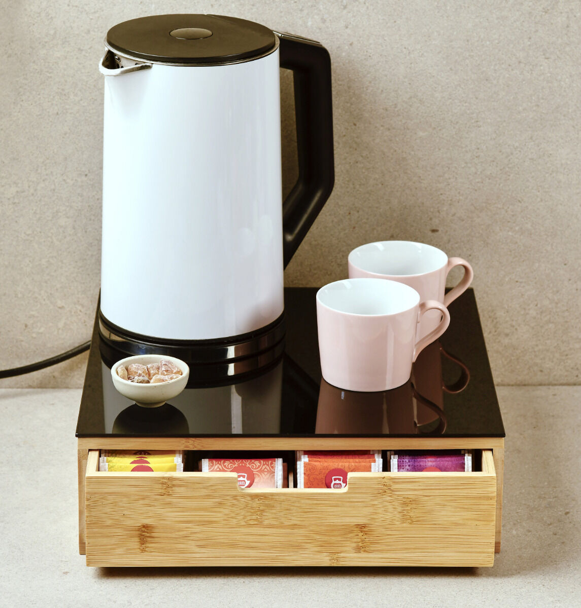 KESPER 58953 Box mit Schublade und 8 Fächern / Kaffeekapsel-Box / Teebox / Teebeutel Box