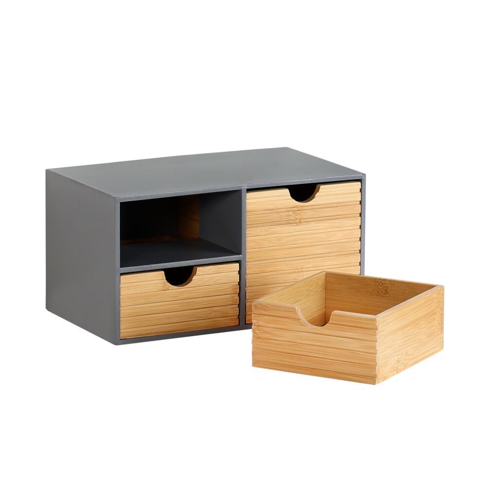 KESPER 58961 Organizer mit 3 Schubladen, grau, FSC / Mini-Kommode