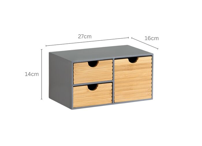 KESPER 58961 Organizer mit 3 Schubladen, grau, FSC / Mini-Kommode