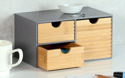 KESPER 58961 Organizer mit 3 Schubladen, grau, FSC / Mini-Kommode