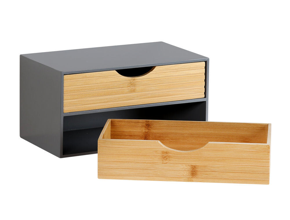KESPER 58963 Organizer mit 2 Schubladen, grau, FSC / Mini-Kommode