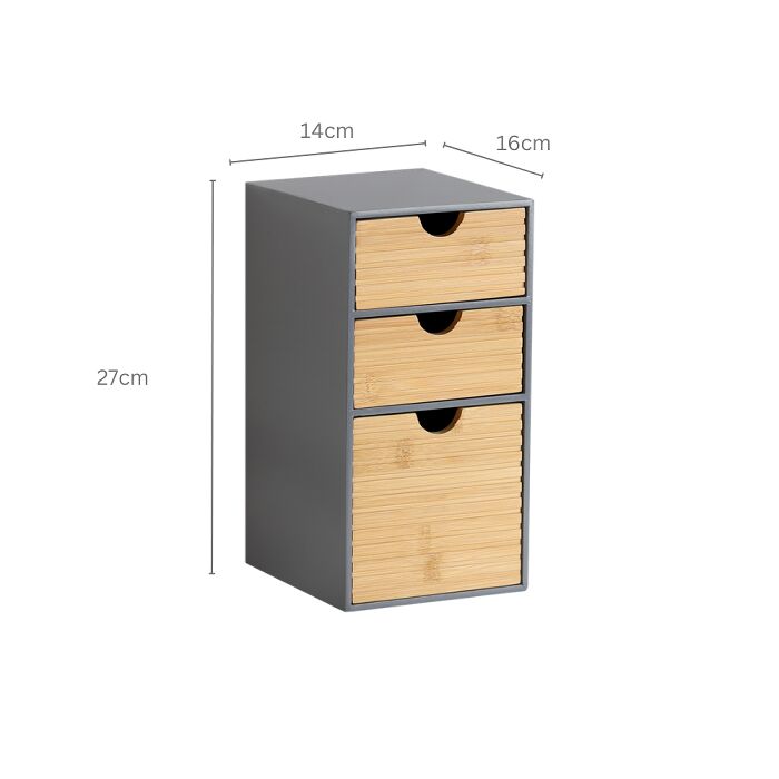 KESPER 58965 Organizer mit 3 Schubladen, grau, FSC / Mini-Kommode