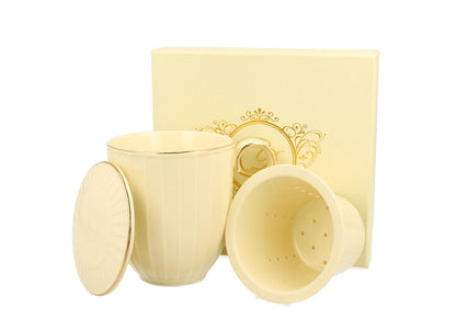 DUO ECRU Becher 400 ml NINA mit Teesieb, New Bone China Porzellan