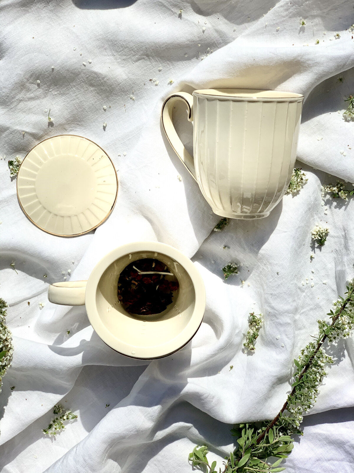 DUO ECRU Becher 400 ml NINA mit Teesieb, New Bone China Porzellan – Bild 6