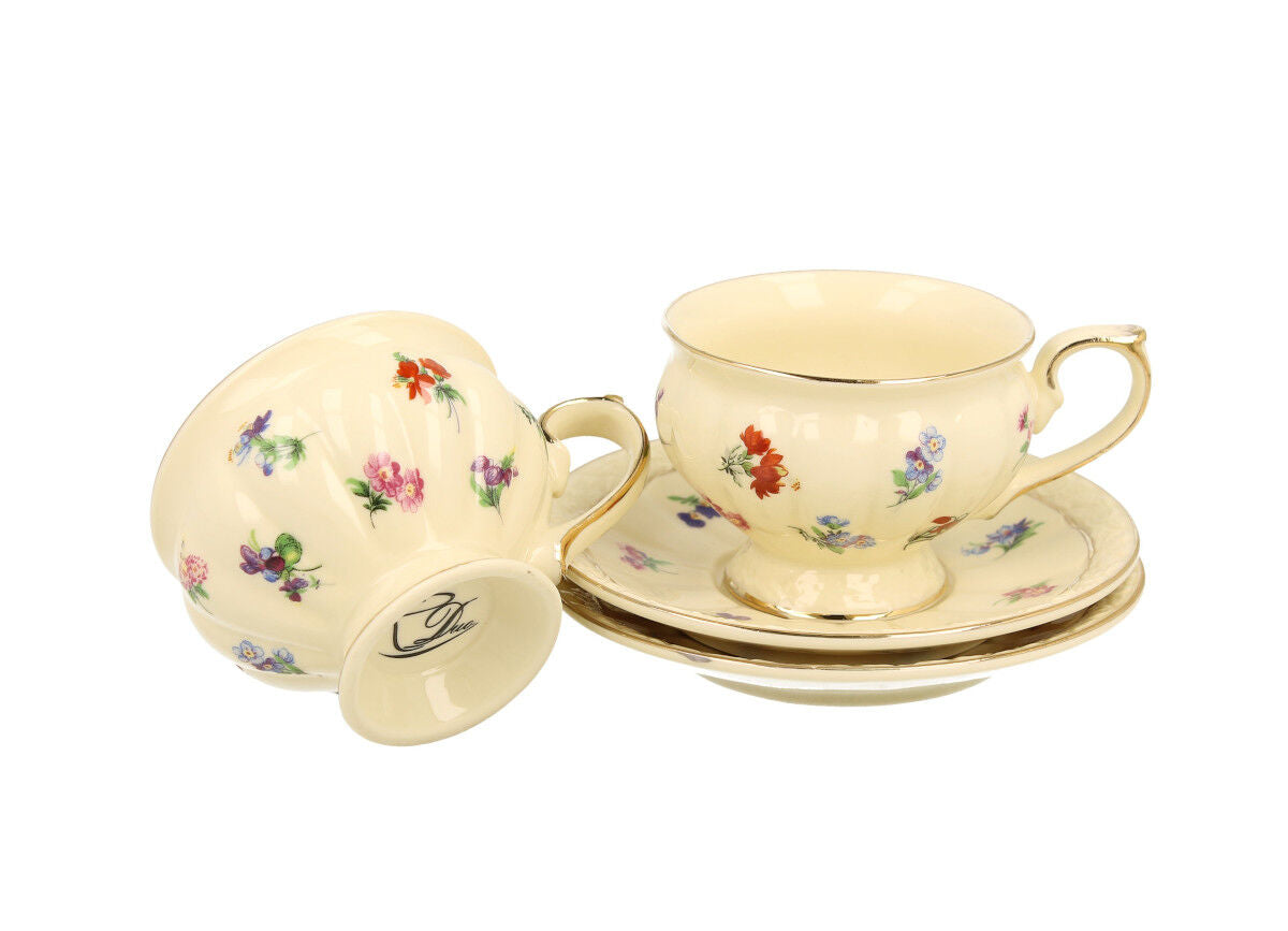 DUO ECRU 2er-Set Espressotassen 120 ml mit Untertassen, New Bone China Porzellan – Bild 3