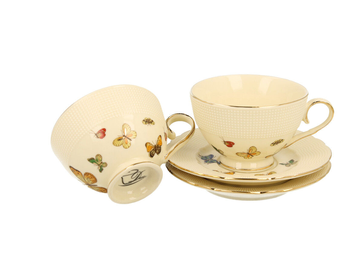 DUO ECRU 2er-Set Espressotassen 125 ml mit Untertassen, New Bone China Porzellan – Bild 3