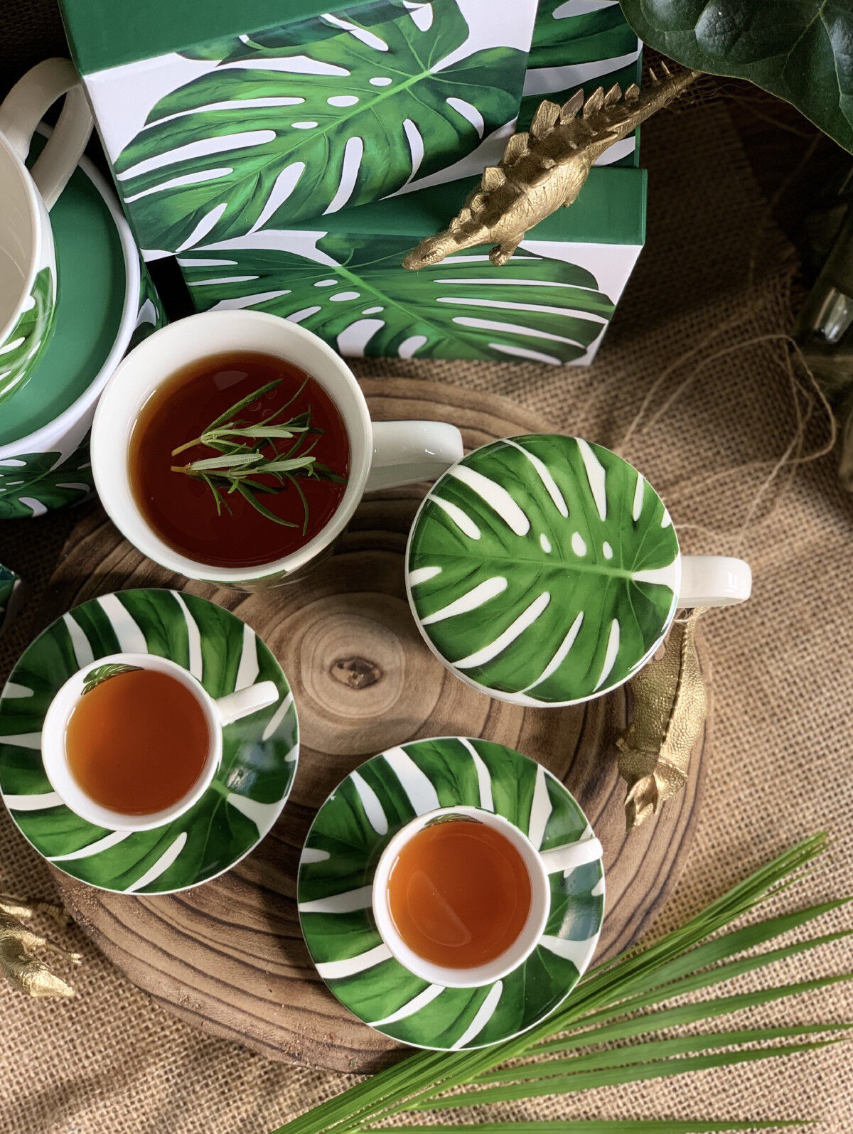DUO FLORAL Tasse 250 ml MONSTERA mit Untertasse, New Bone China Porzellan – Bild 7