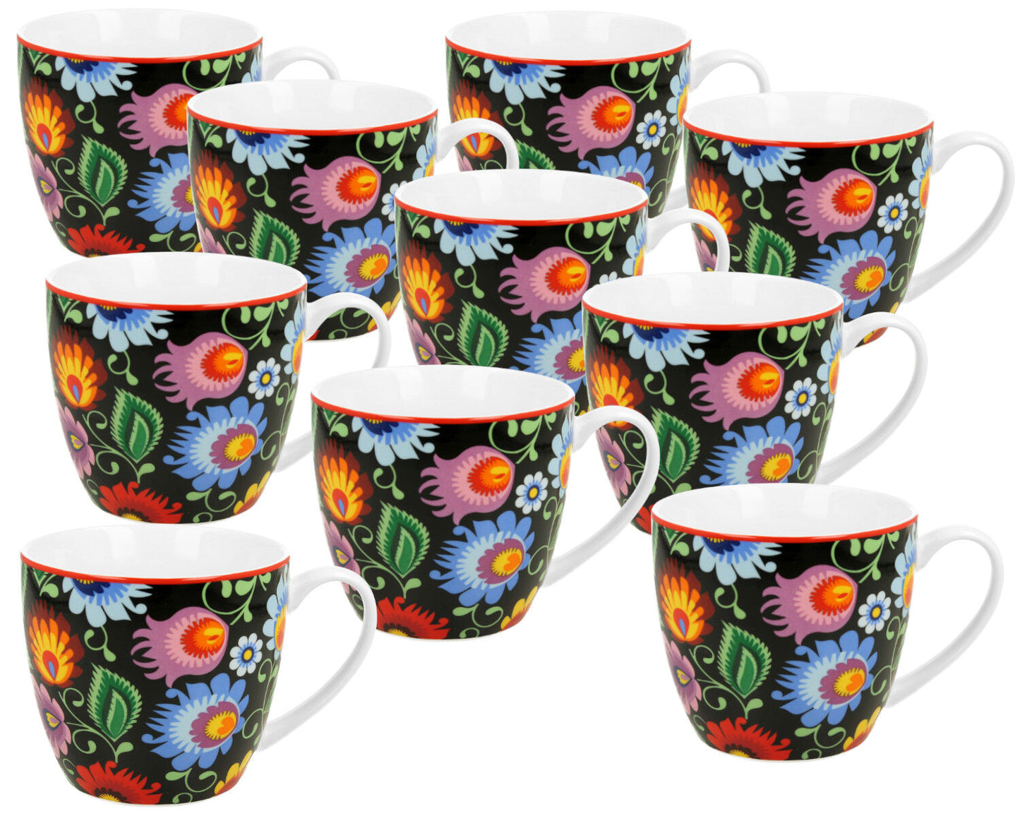 10er SET DUO ETNO Becher 460 ml ETNIC New Bone China Porzellan
