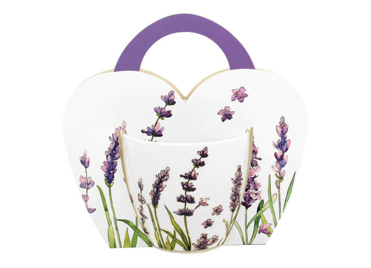 DUO FLORAL Becher 460 ml LAVENDER in Tragetasche, New Bone China Porzellan