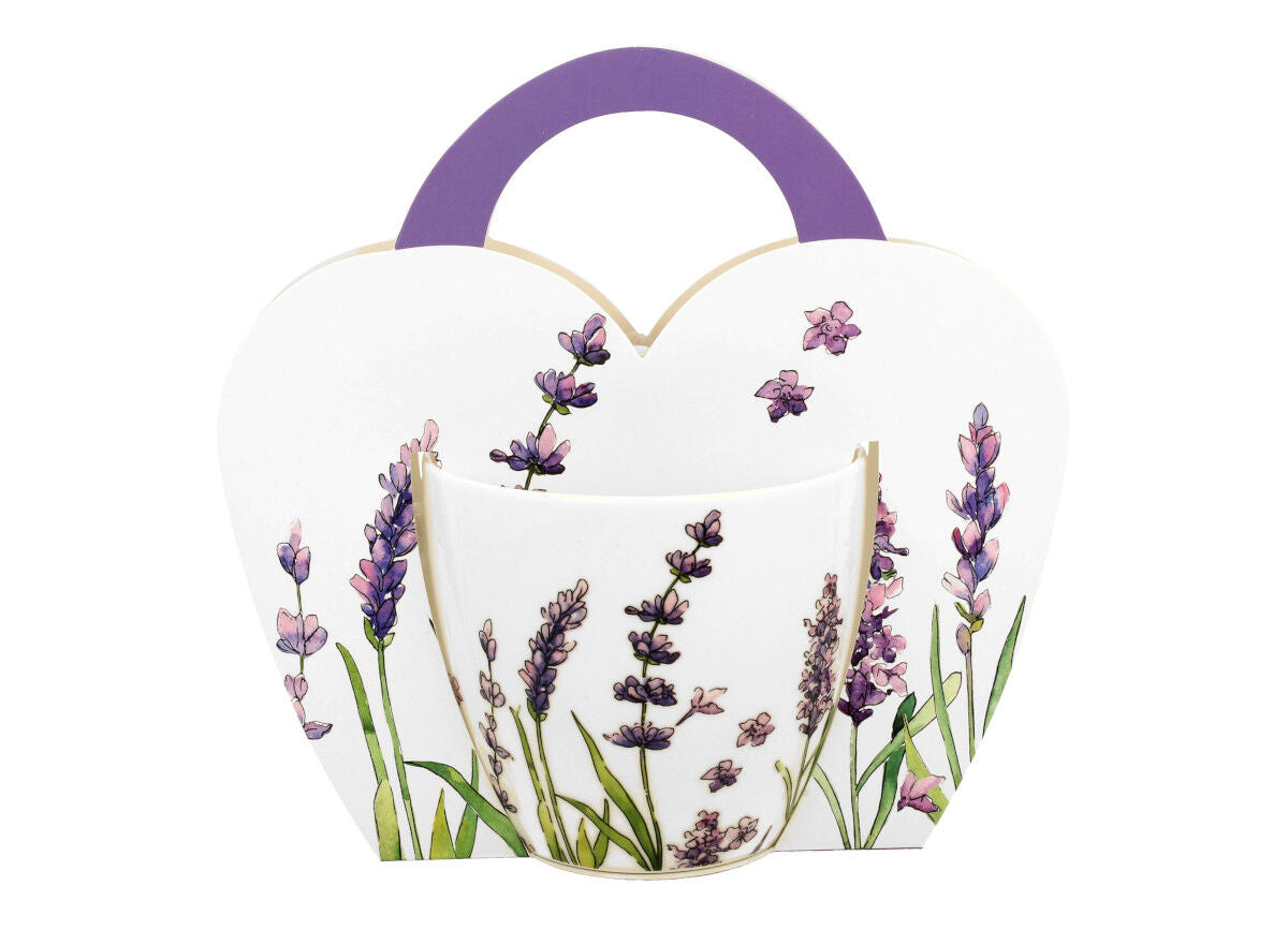 10er SET DUO FLORAL Becher 460 ml LAVENDER in Tragetasche, New Bone China Porzellan – Bild 2