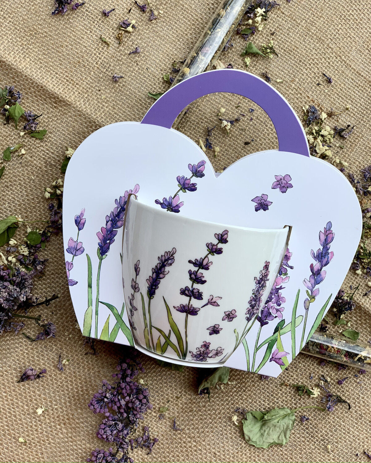 10er SET DUO FLORAL Becher 460 ml LAVENDER in Tragetasche, New Bone China Porzellan – Bild 5