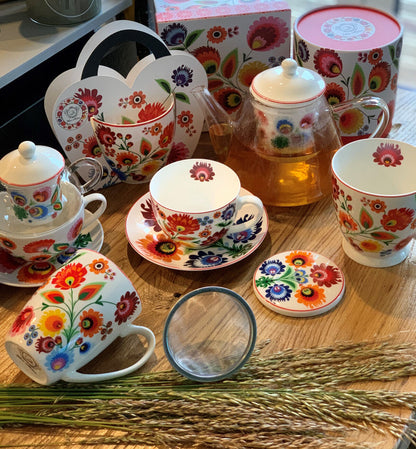 DUO ETNO Becher 460 ml ŁOWICZ in Tragetasche, New Bone China Porzellan – Bild 4