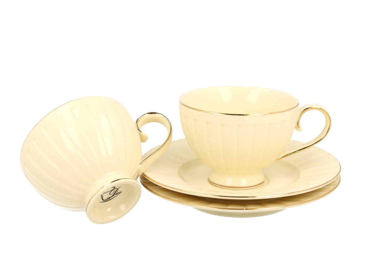 DUO ECRU 22674 2er-Set Tassen 220 ml mit Untertassen mit Untertassen, New Bone China Porzellan – Bild 3