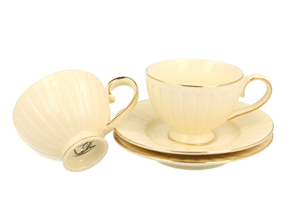 DUO ECRU 2er-Set Espressotassen mit Untertassen NINA New Bone China Porzellan – Bild 3