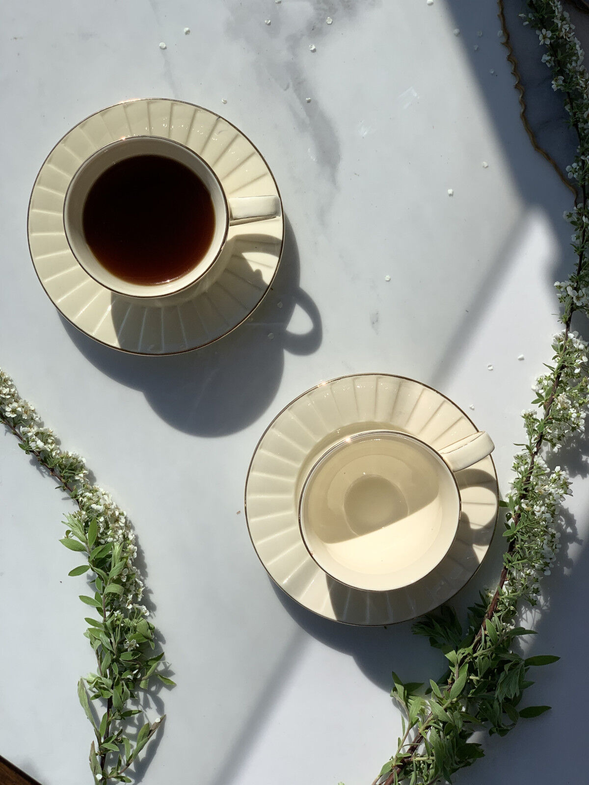 DUO ECRU 2er-Set Espressotassen mit Untertassen NINA New Bone China Porzellan – Bild 6