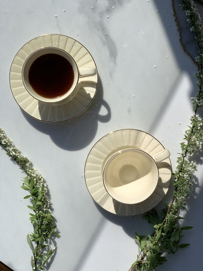DUO ECRU 2er-Set Espressotassen mit Untertassen NINA New Bone China Porzellan – Bild 6