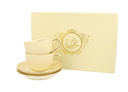 DUO ECRU 2er-Set Espressotassen 120 ml ICE CREAM mit Untertassen, New Bone China Porzellan – Bild 2
