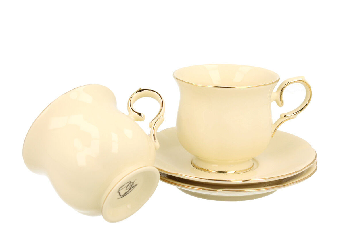 DUO ECRU 22711 2er-Set Tassen 260 ml mit Untertassen mit Untertassen, New Bone China Porzellan – Bild 3