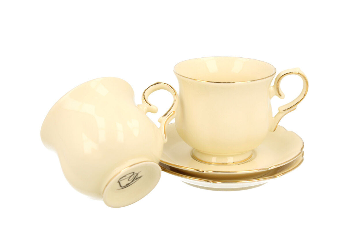 DUO ECRU 2er-Set Espressotassen 150 ml CLARK mit Untertassen, New Bone China Porzellan – Bild 3