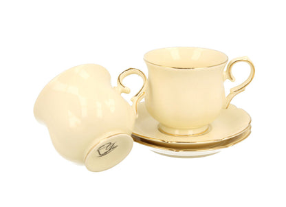 DUO ECRU 2er-Set Espressotassen 150 ml CLARK mit Untertassen, New Bone China Porzellan – Bild 3