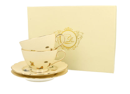DUO ECRU 22735 2er-Set Tassen 260 ml mit Untertassen mit Untertassen, New Bone China Porzellan – Bild 2