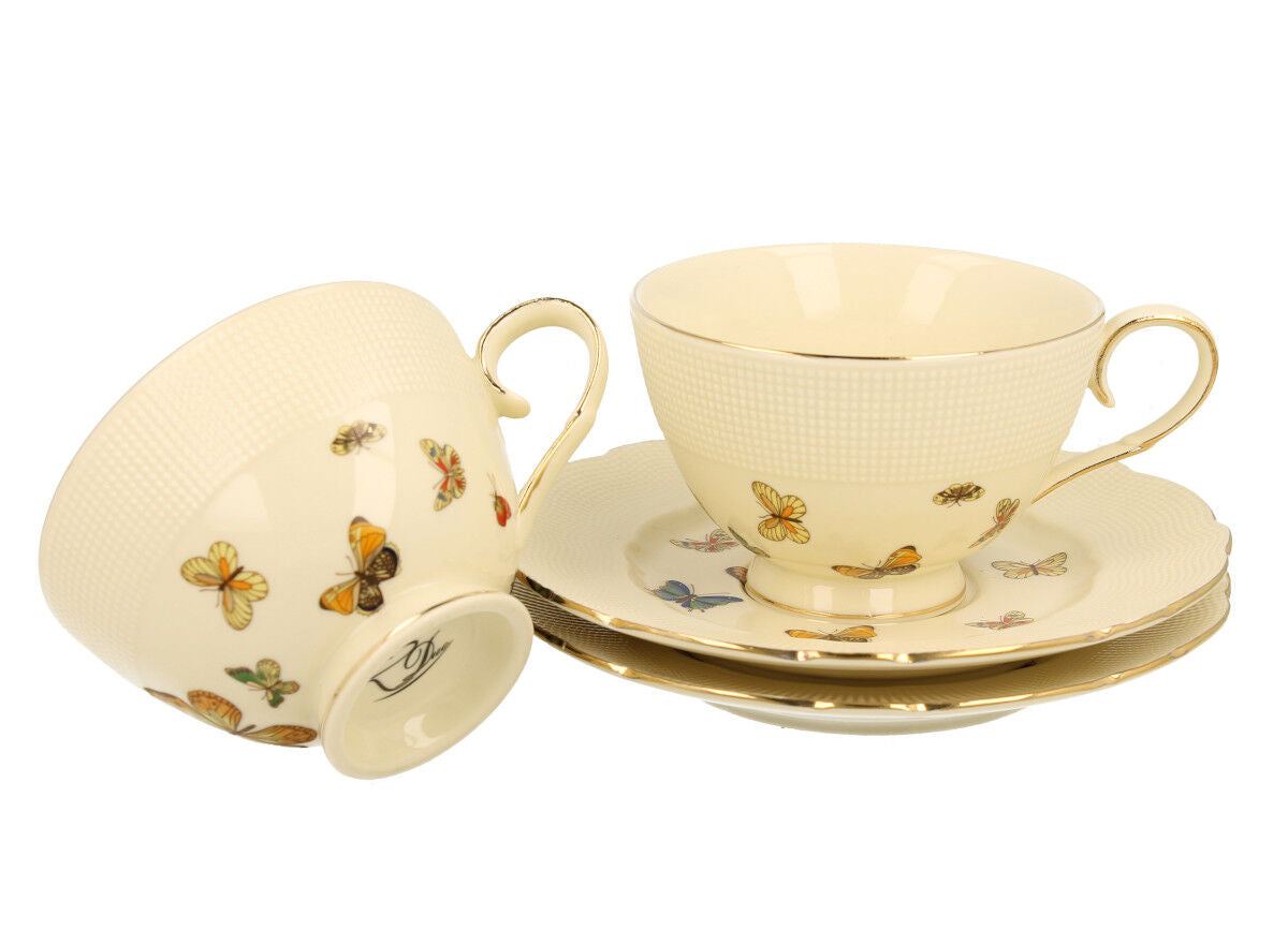 DUO ECRU 22735 2er-Set Tassen 260 ml mit Untertassen mit Untertassen, New Bone China Porzellan – Bild 3