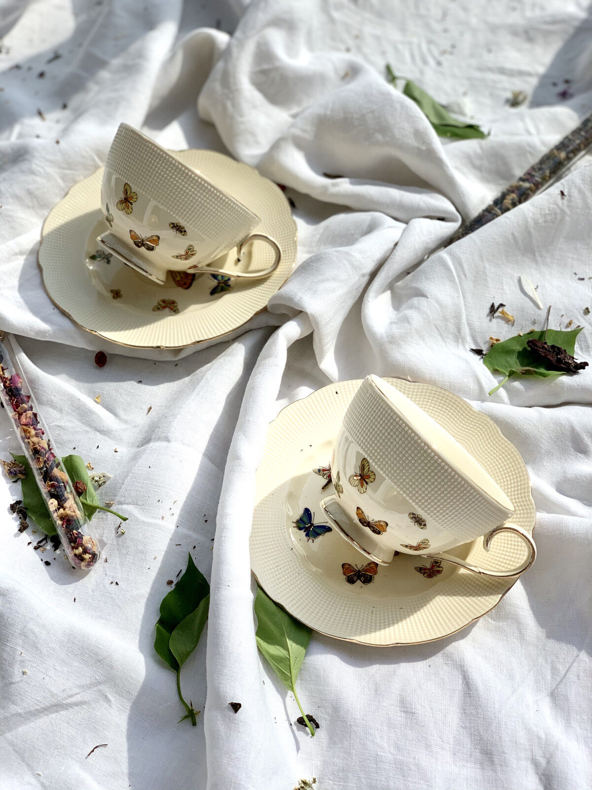 DUO ECRU 22735 2er-Set Tassen 260 ml mit Untertassen mit Untertassen, New Bone China Porzellan – Bild 5
