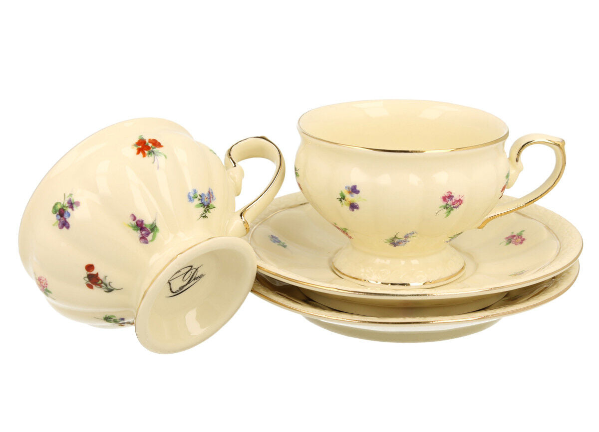 DUO ECRU 22742 2er-Set Tassen 220 ml mit Untertassen mit Untertassen, New Bone China Porzellan – Bild 3